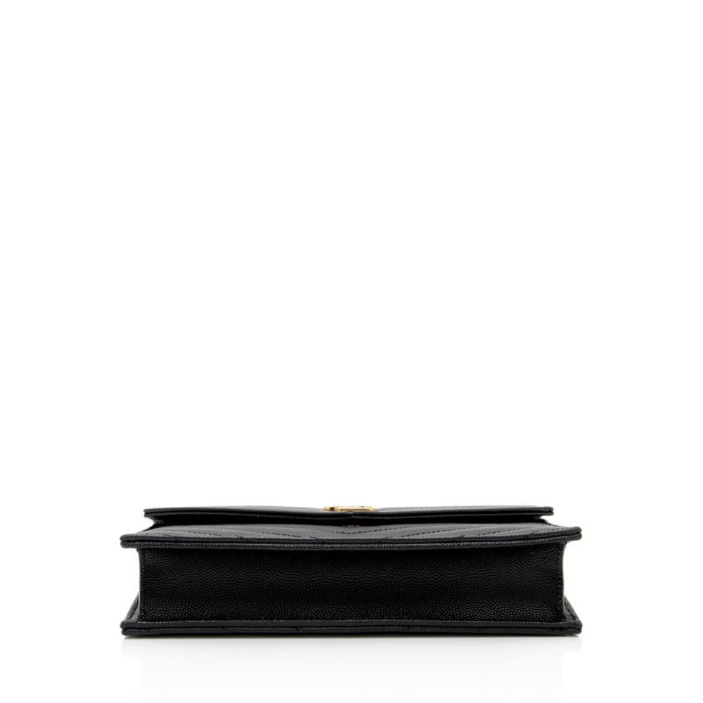 Saint Laurent Matelasse Grain de Poudre Monogram Envelope Chain Wallet - Picture 4 of 14